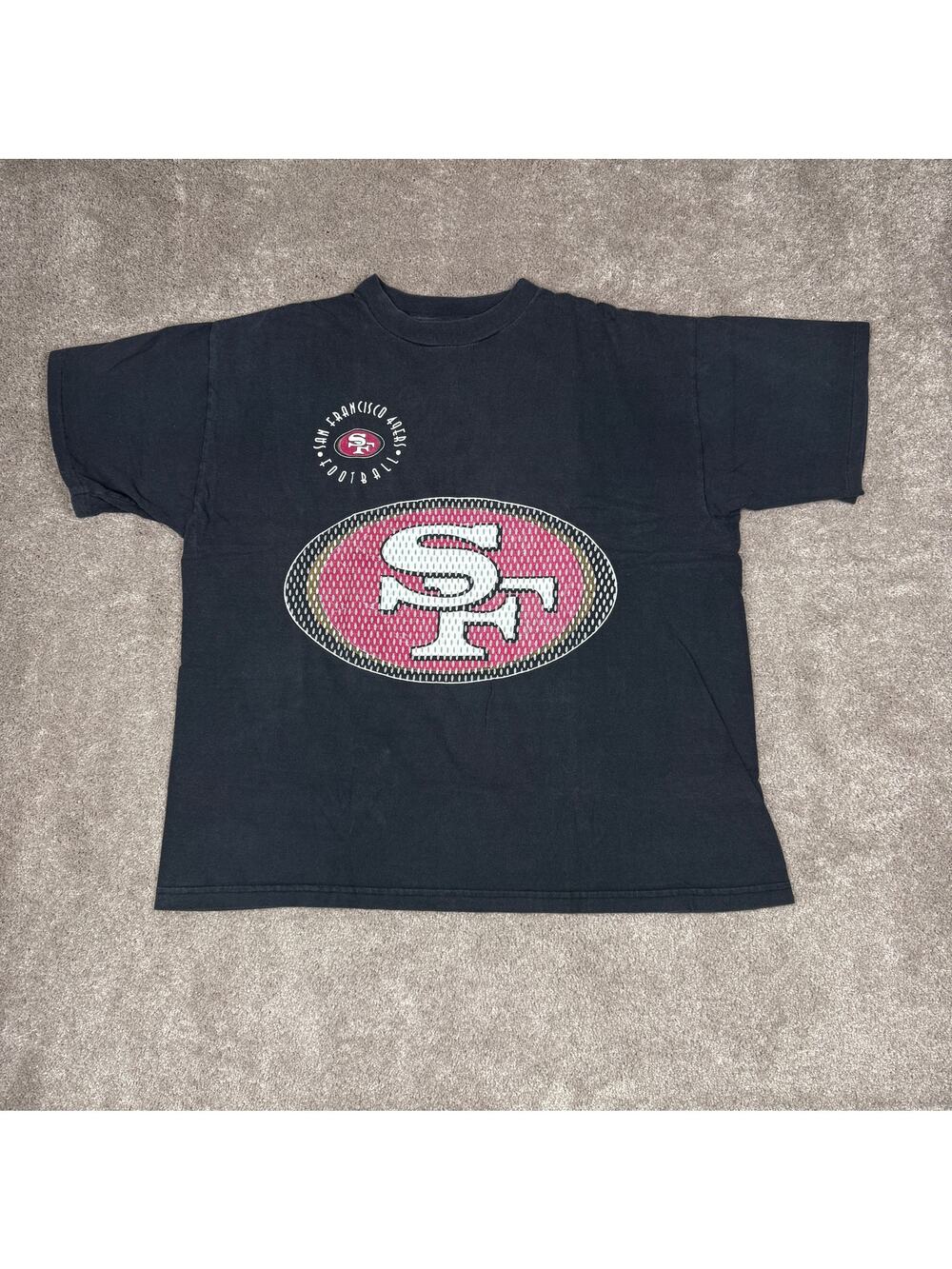 Vtg San Francisco 49ers T-shirt True Fan Size XL Black Football NFL